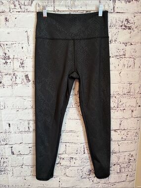 Marika Snake Skin Pattern Black High-Waist Leggings